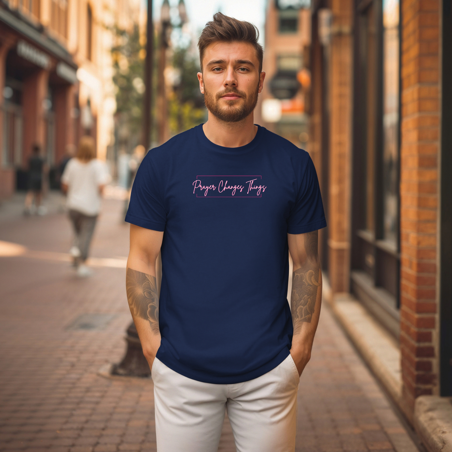 Calligraphy Casual "Prayer Changes Things" - Inspirational Unisex T-Shirt