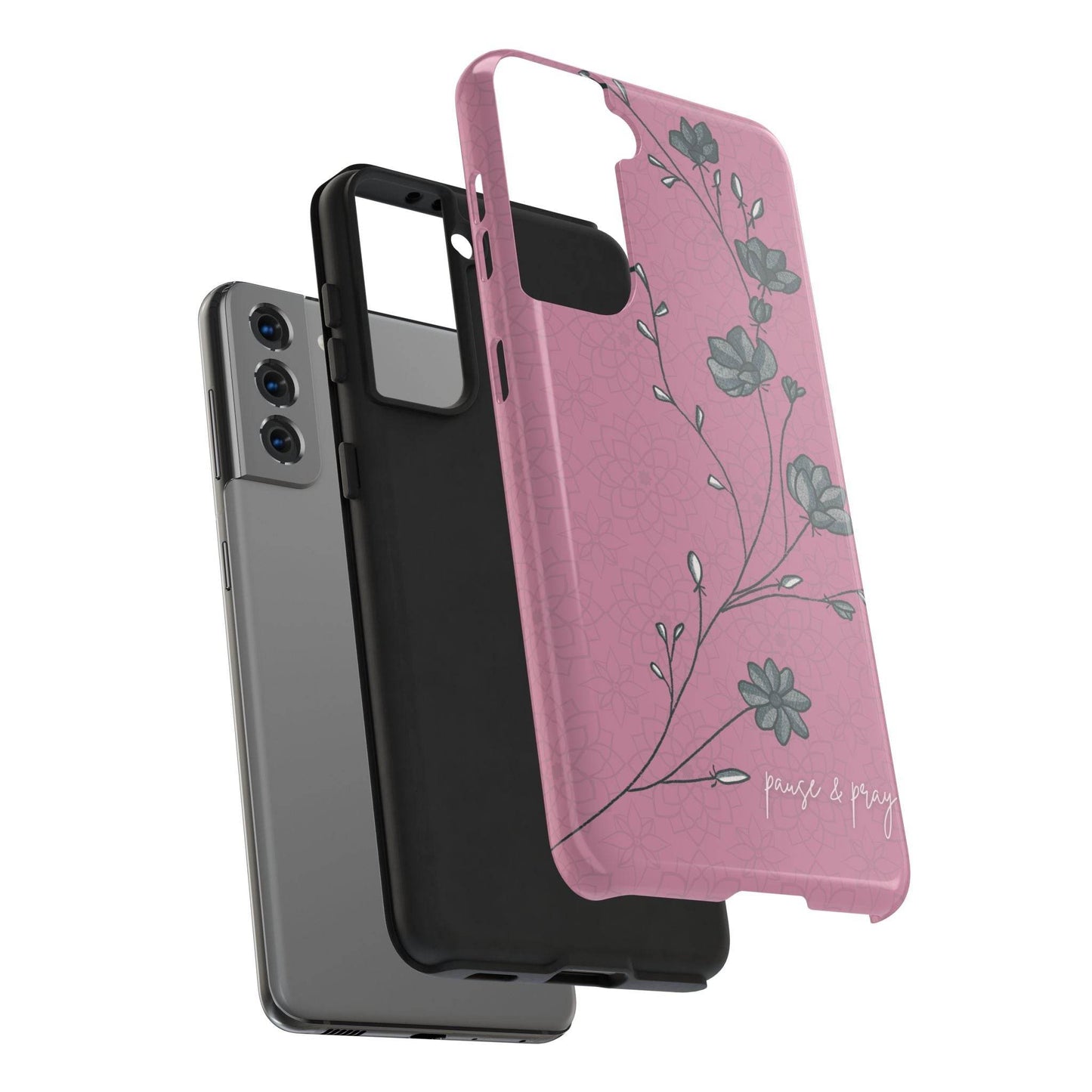 Pause & Pray Phone Case – Mauve Floral Reminder - Harmony + Hope