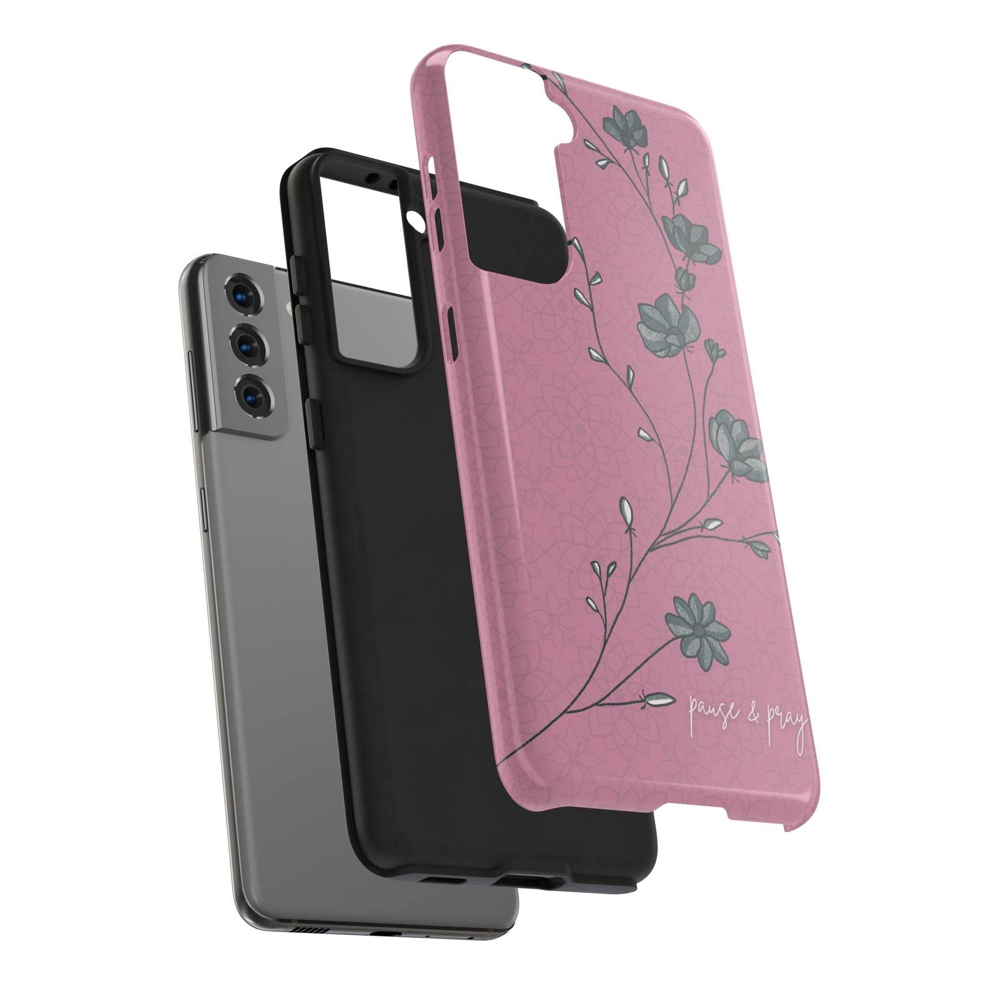 Pause & Pray Phone Case – Mauve Floral Reminder - Harmony + Hope
