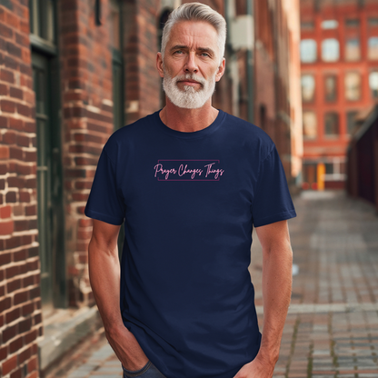 Calligraphy Casual "Prayer Changes Things" - Inspirational Unisex T-Shirt