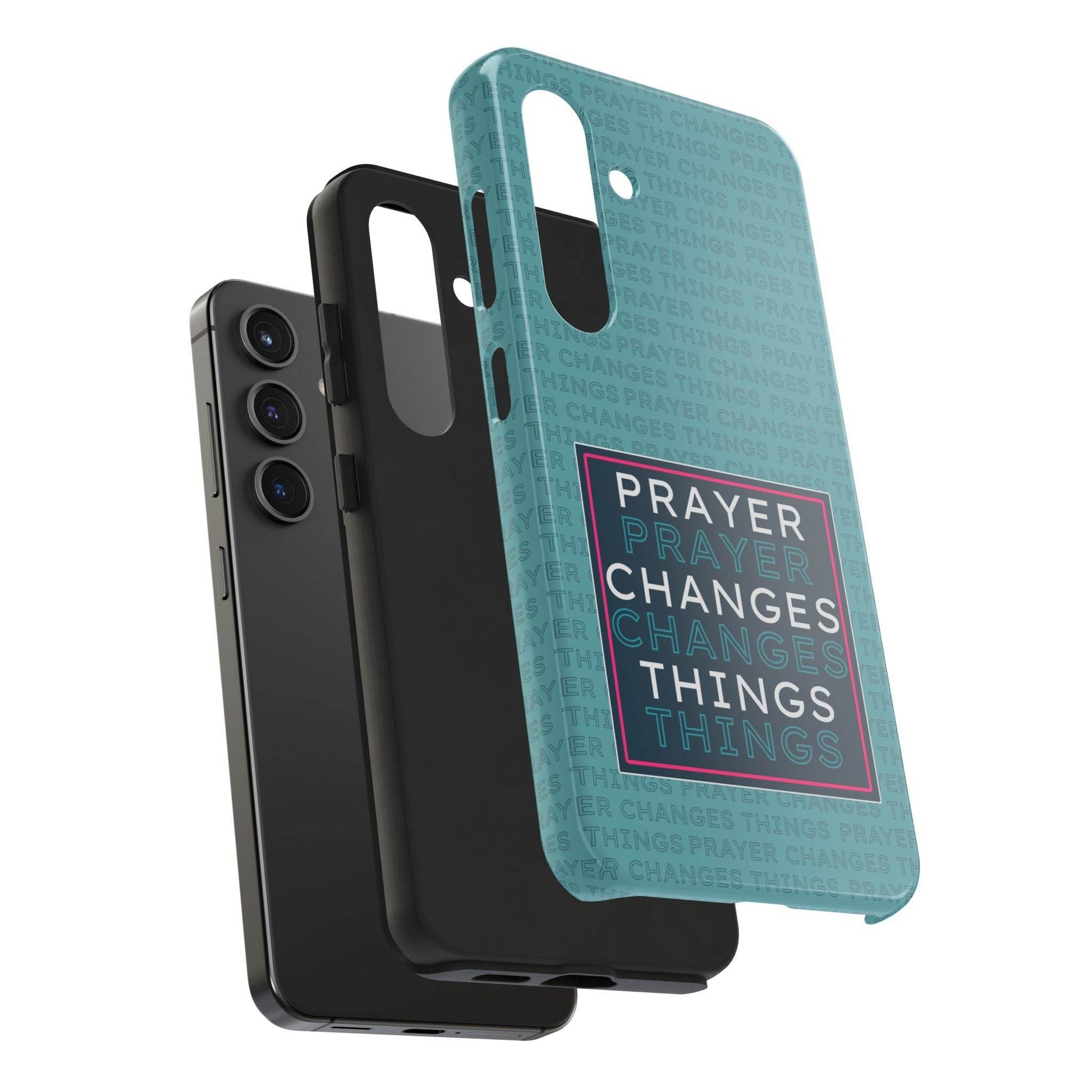 Prayer Changes Things Phone Case – Teal Blue Faith Design - Harmony + Hope