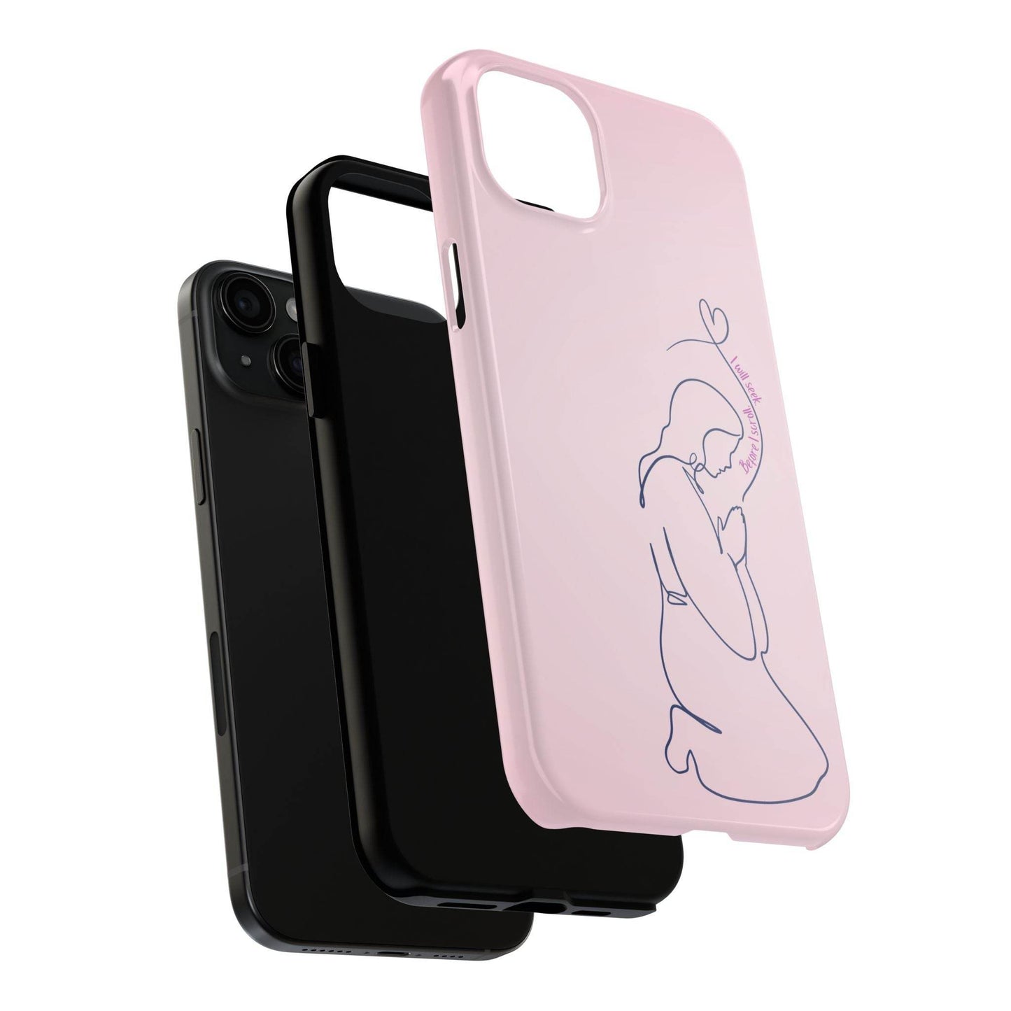 Before I Scroll, I Will Seek Phone Case – Light Pink Christian Cover - Harmony + Hope