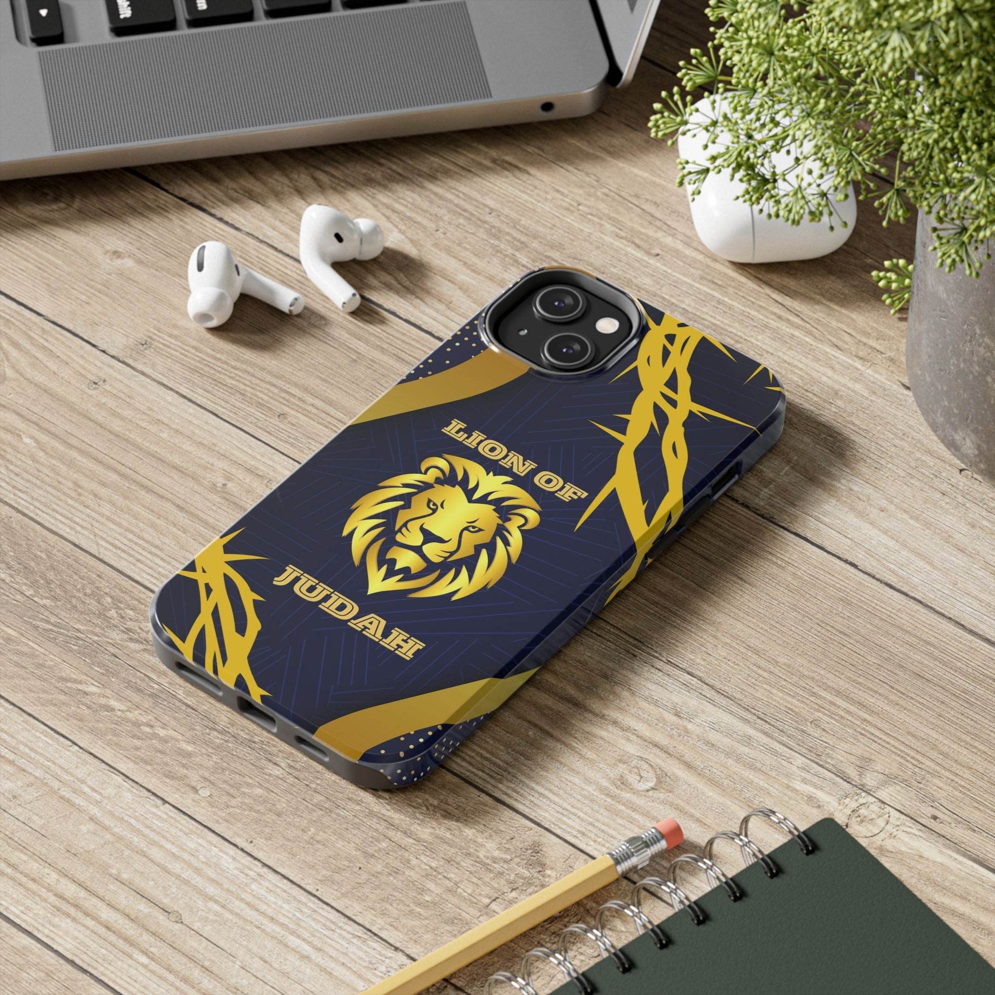 Majesty & Mercy Inspirational Phone Case – Gold Lion & Crown of Thorns - Harmony + Hope