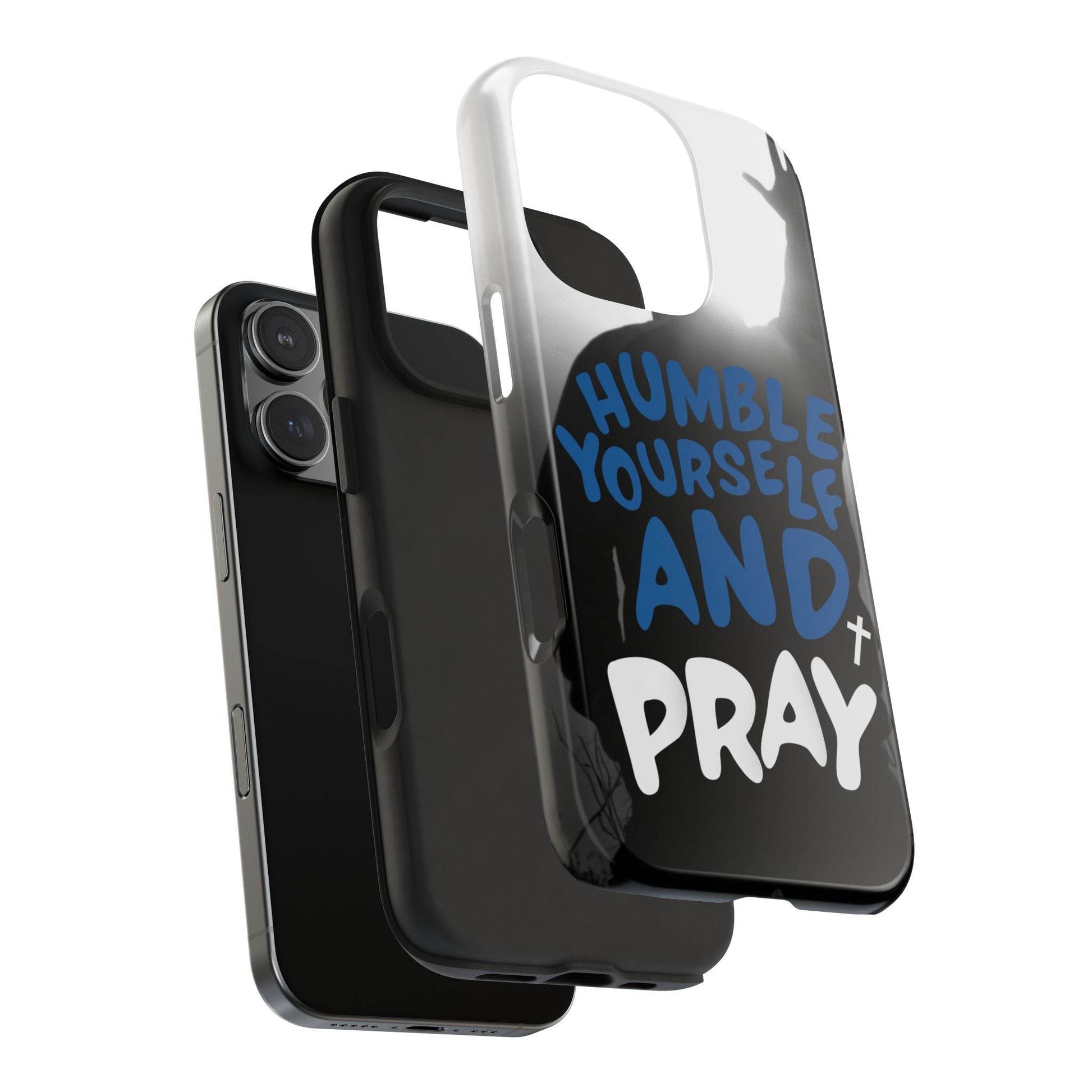Humble Yourself and Pray Phone Case – Bold Blue Spiritual Design - Harmony + Hope