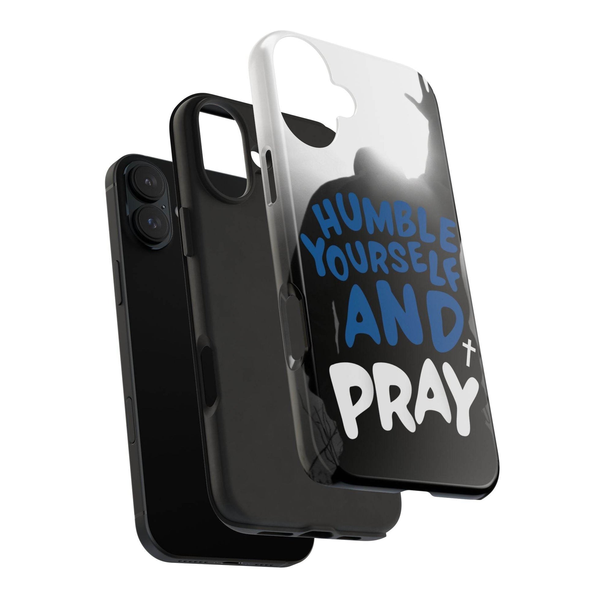 Humble Yourself and Pray Phone Case – Bold Blue Spiritual Design - Harmony + Hope