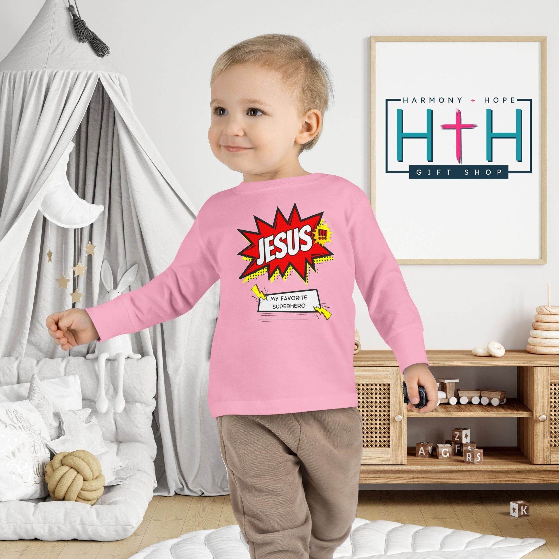 Jesus: My Favorite Superhero – Comic Book Style Toddler Tee - Harmony + Hope
