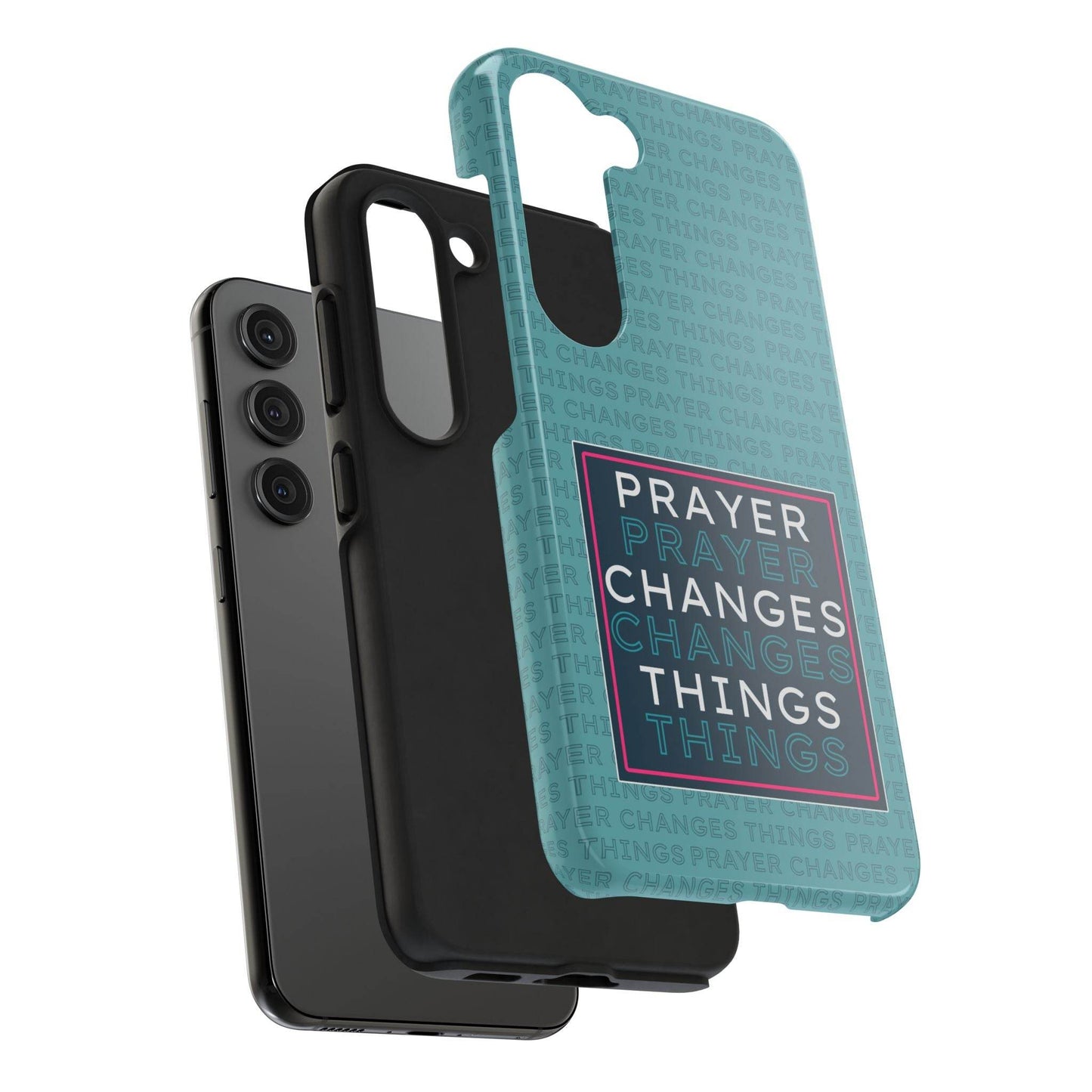 Prayer Changes Things Phone Case – Teal Blue Faith Design - Harmony + Hope