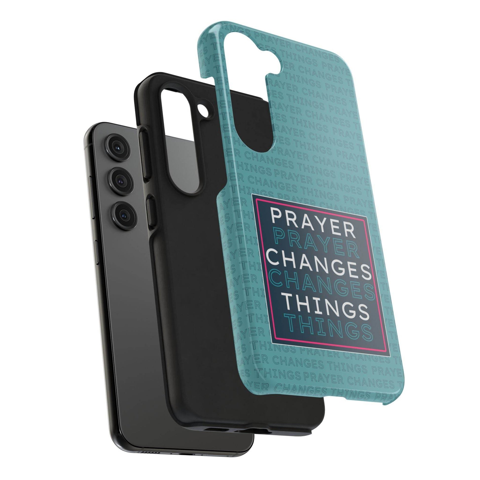 Prayer Changes Things Phone Case – Teal Blue Faith Design - Harmony + Hope