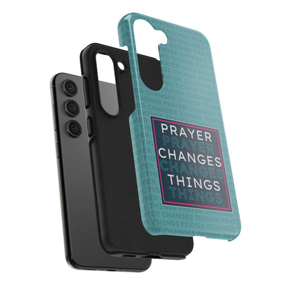 Prayer Changes Things Phone Case – Teal Blue Faith Design - Harmony + Hope