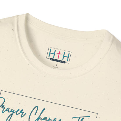 Calligraphy Casual "Prayer Changes Things" - Inspirational Unisex T-Shirt