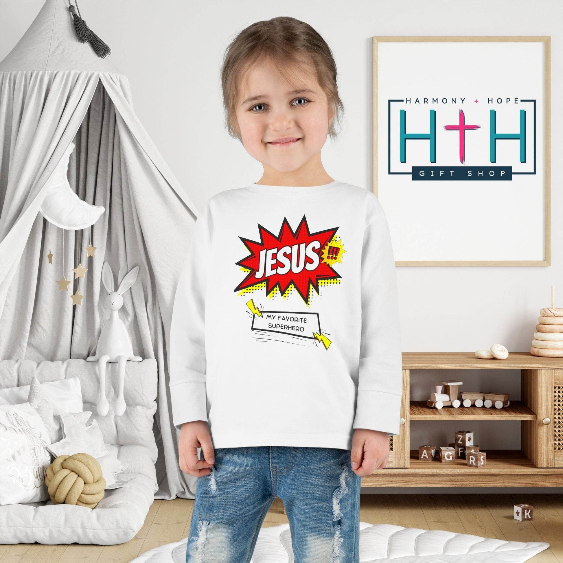 Jesus: My Favorite Superhero – Comic Book Style Toddler Tee - Harmony + Hope