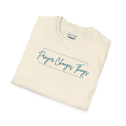 Calligraphy Casual "Prayer Changes Things" - Inspirational Unisex T-Shirt