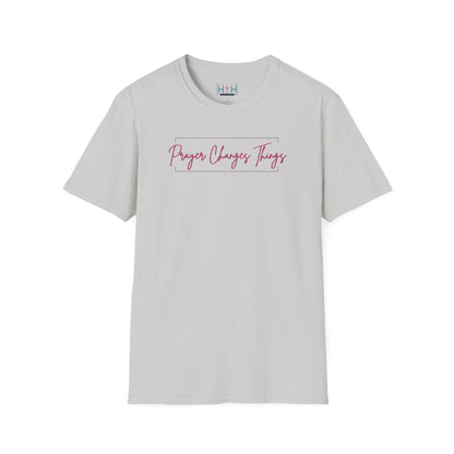 Calligraphy Casual "Prayer Changes Things" - Inspirational Unisex T-Shirt