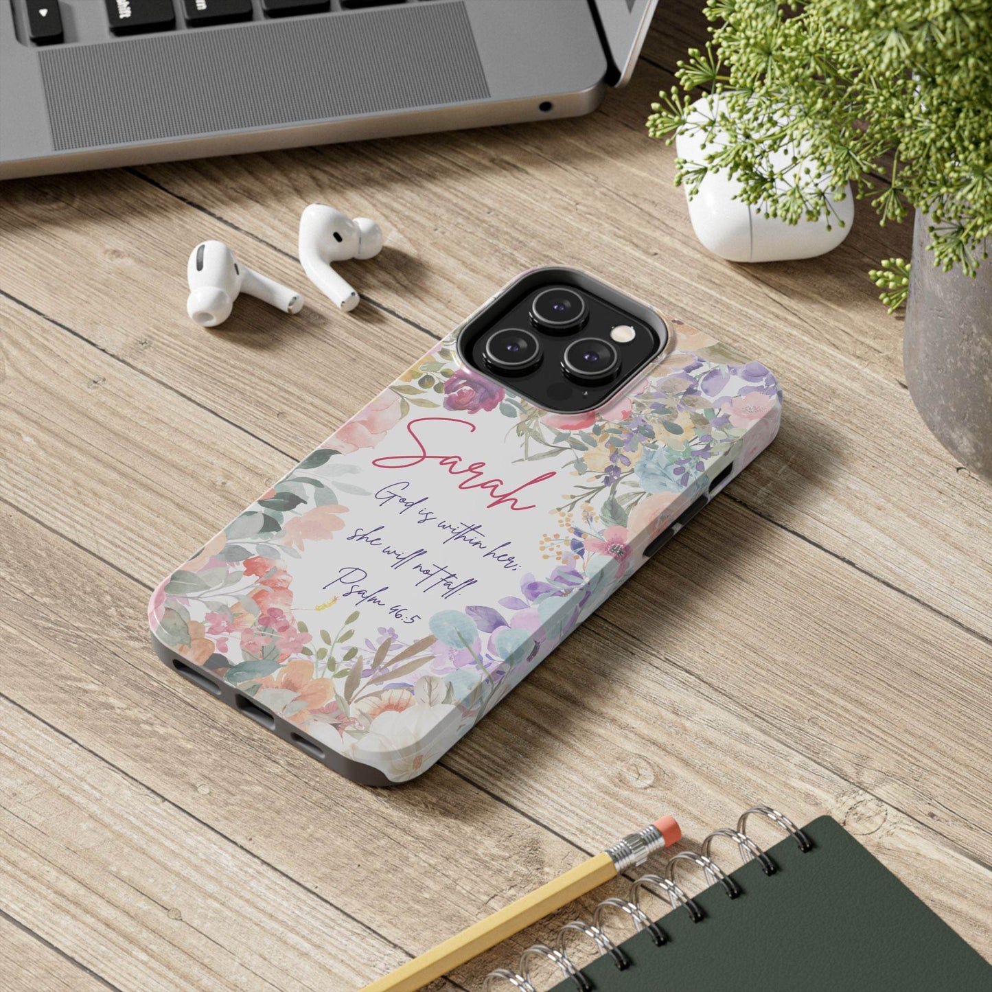 Strength & Beauty in Bloom Phone Case – Christian Scripture Design - Harmony + Hope