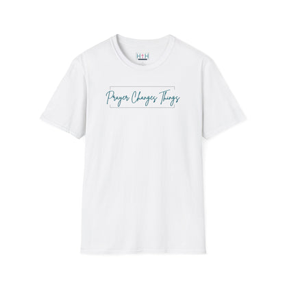 Calligraphy Casual "Prayer Changes Things" - Inspirational Unisex T-Shirt