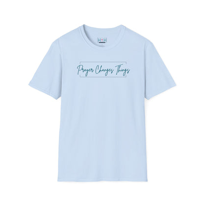 Calligraphy Casual "Prayer Changes Things" - Inspirational Unisex T-Shirt
