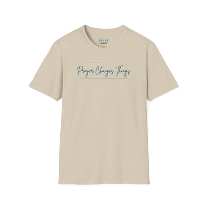 Calligraphy Casual "Prayer Changes Things" - Inspirational Unisex T-Shirt