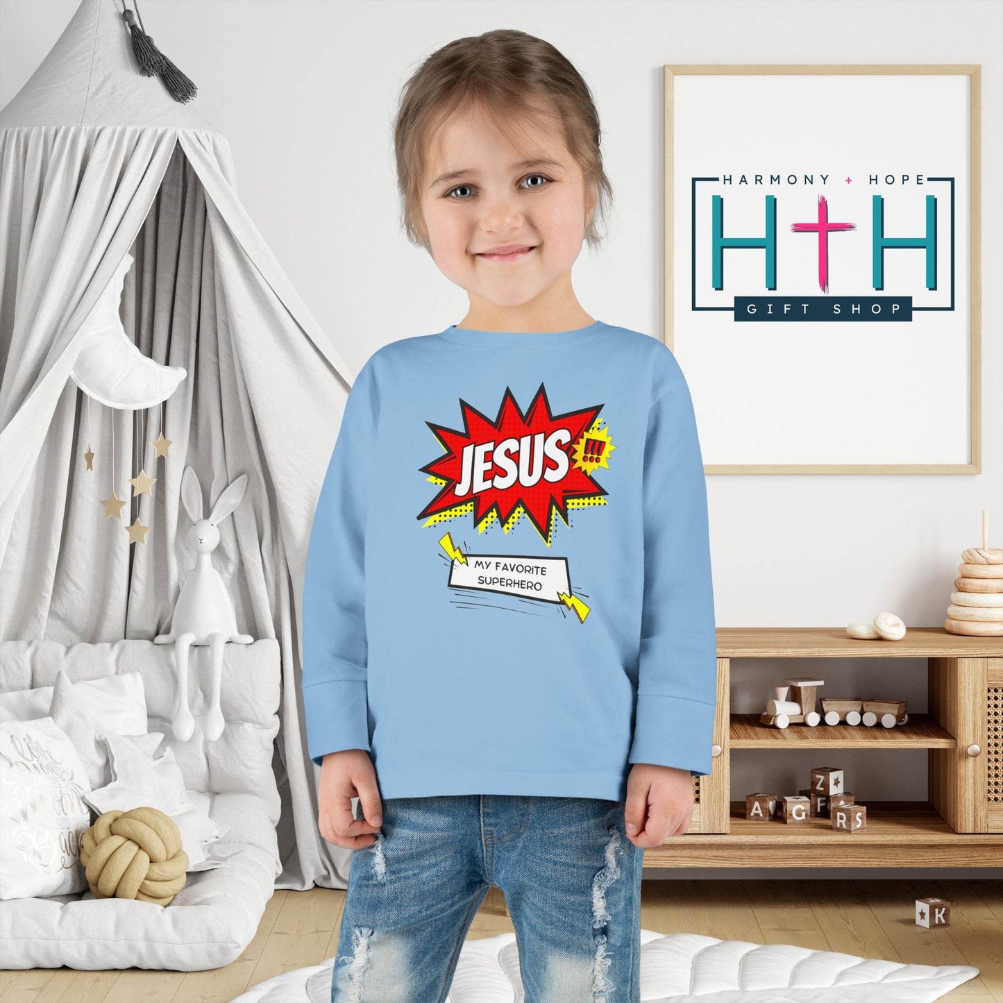Jesus: My Favorite Superhero – Comic Book Style Toddler Tee - Harmony + Hope