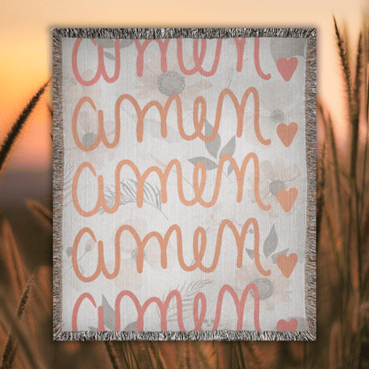 Amen – Floral Christian Woven Blanket with Heart - Harmony + Hope