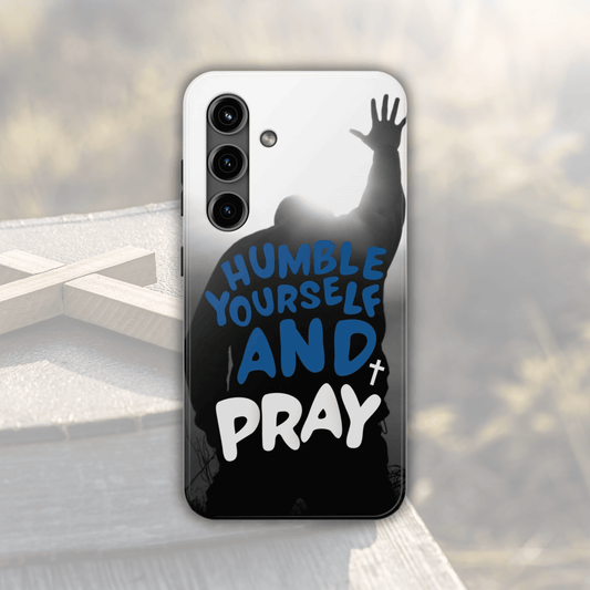 Humble Yourself and Pray Phone Case – Bold Blue Spiritual Design - Harmony + Hope