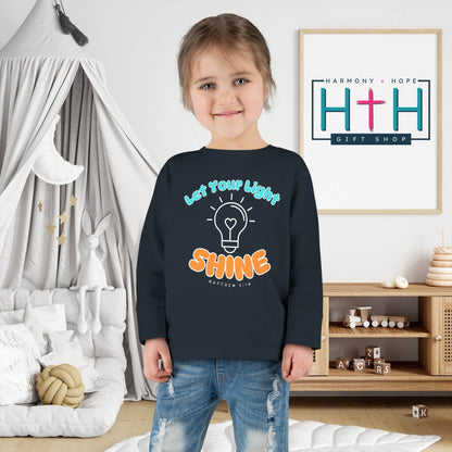 Let Your Light Shine – Kids' Long Sleeve Tee (Matthew 5:16) - Harmony + Hope