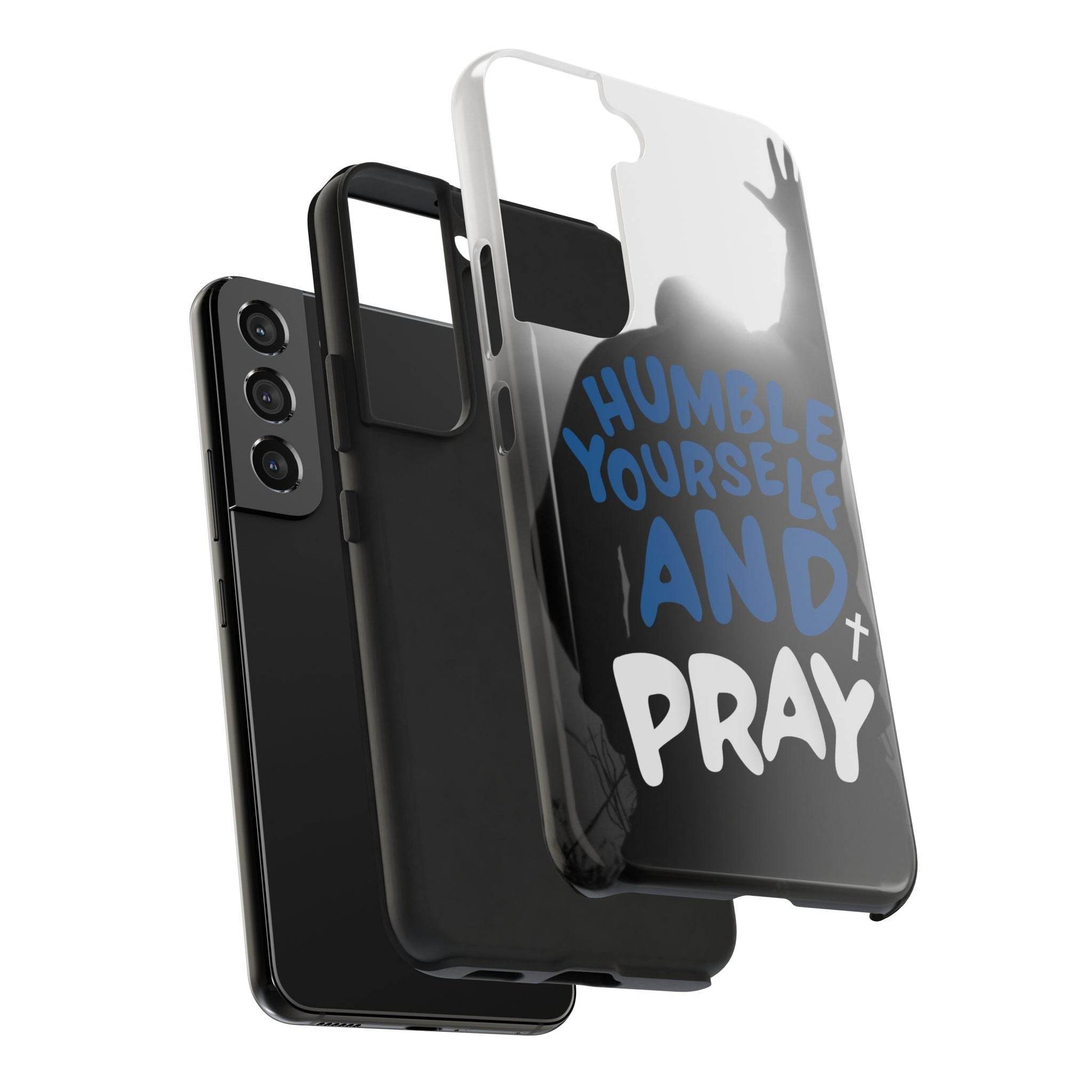 Humble Yourself and Pray Phone Case – Bold Blue Spiritual Design - Harmony + Hope