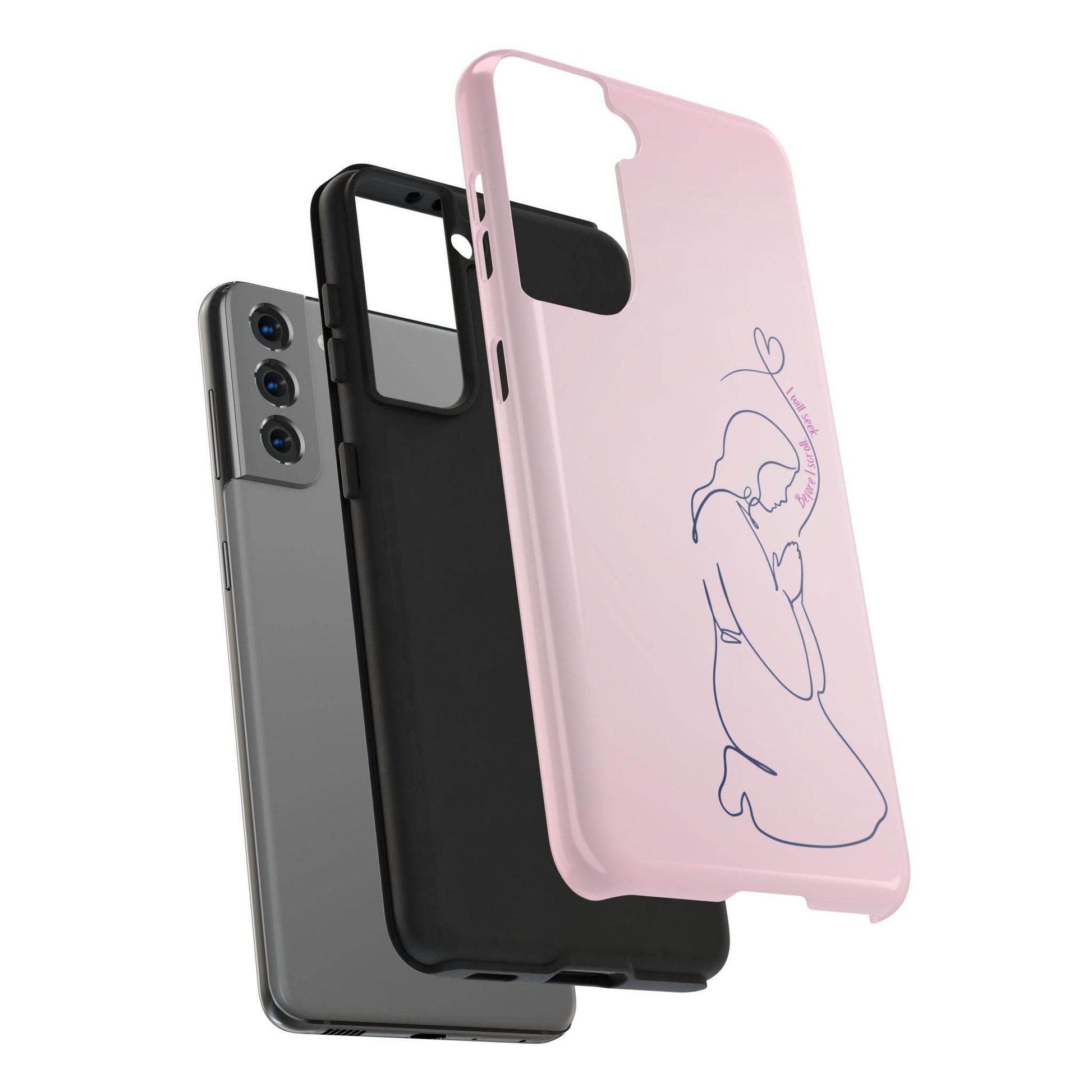 Before I Scroll, I Will Seek Phone Case – Light Pink Christian Cover - Harmony + Hope