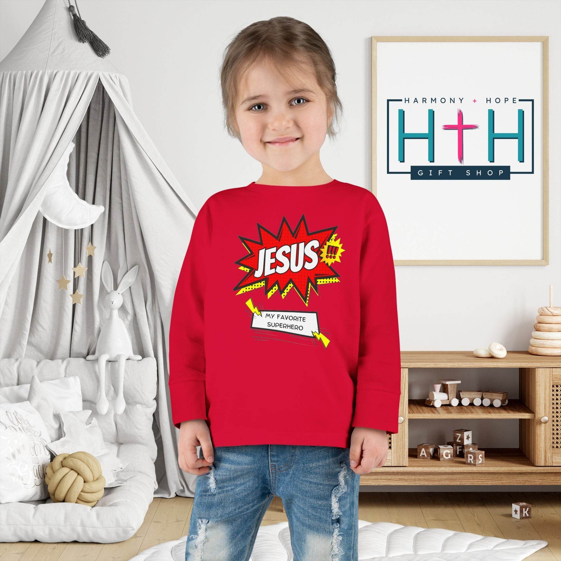 Jesus: My Favorite Superhero – Comic Book Style Toddler Tee - Harmony + Hope
