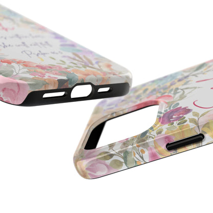 Strength & Beauty in Bloom Phone Case – Christian Scripture Design - Harmony + Hope