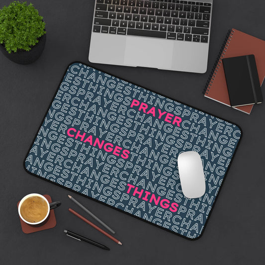 Prayer Changes Things – Word Search Desk Mat (Navy & Pink) - Harmony + Hope