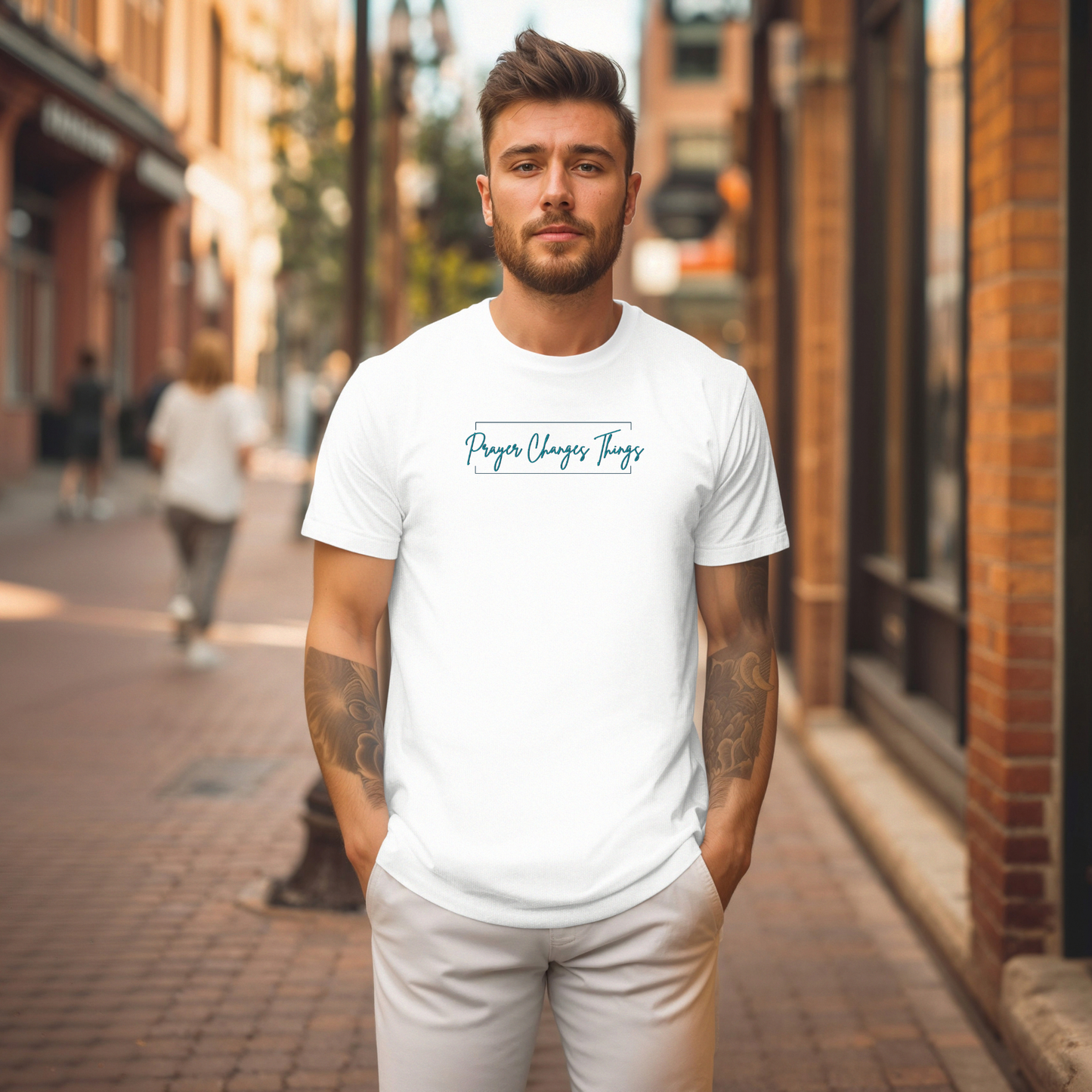 Calligraphy Casual "Prayer Changes Things" - Inspirational Unisex T-Shirt