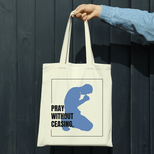 Pray Without Ceasing Canvas Tote – Men’s Christian Tote Bag - Harmony + Hope