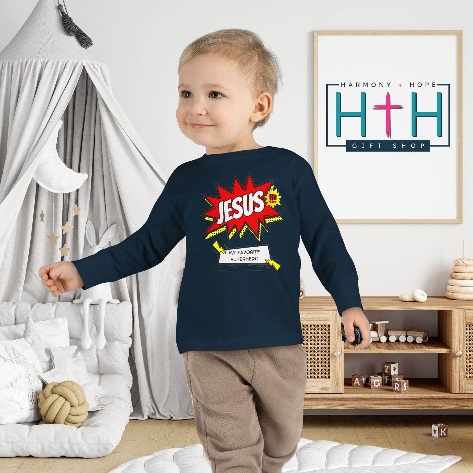 Jesus: My Favorite Superhero – Comic Book Style Toddler Tee - Harmony + Hope