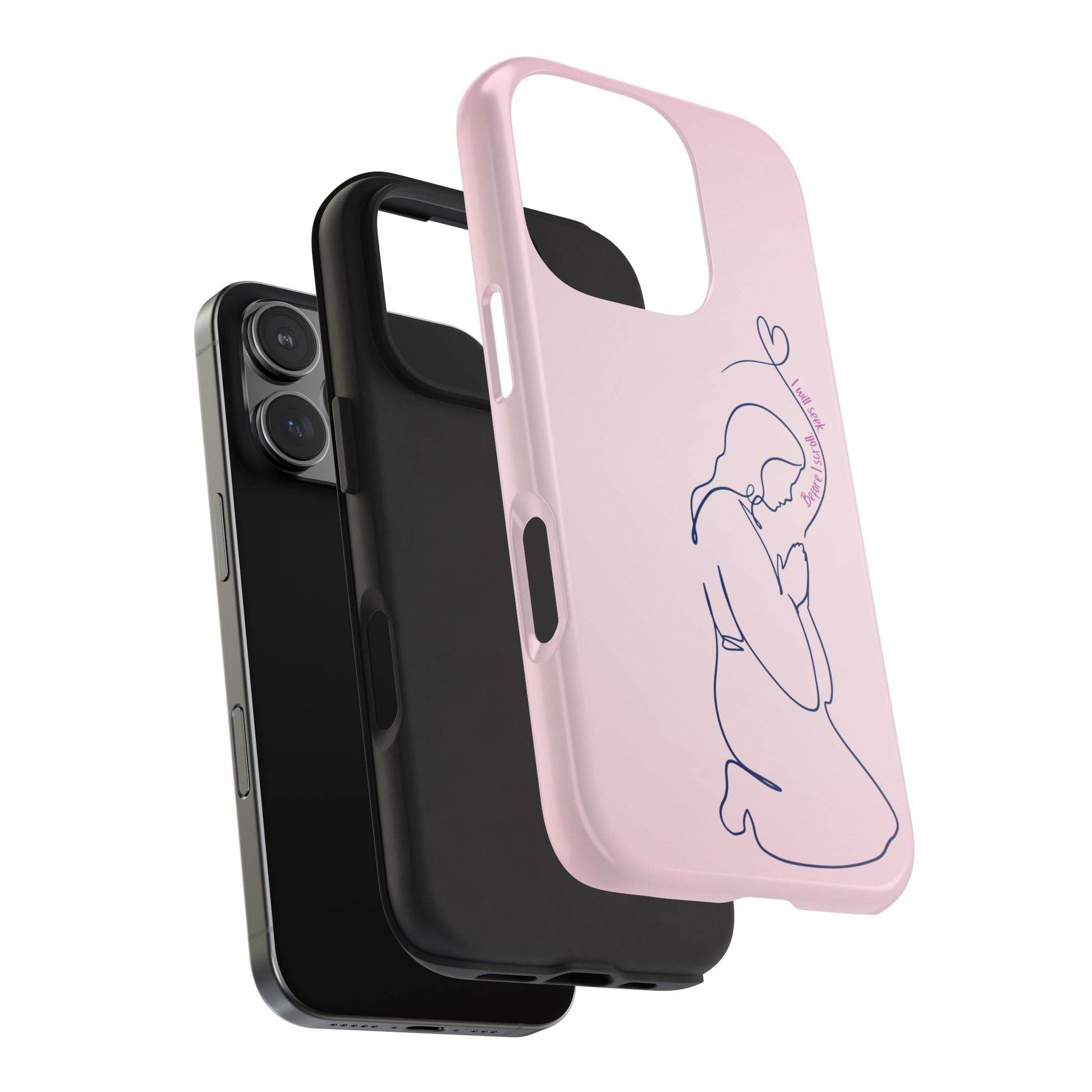 Before I Scroll, I Will Seek Phone Case – Light Pink Christian Cover - Harmony + Hope