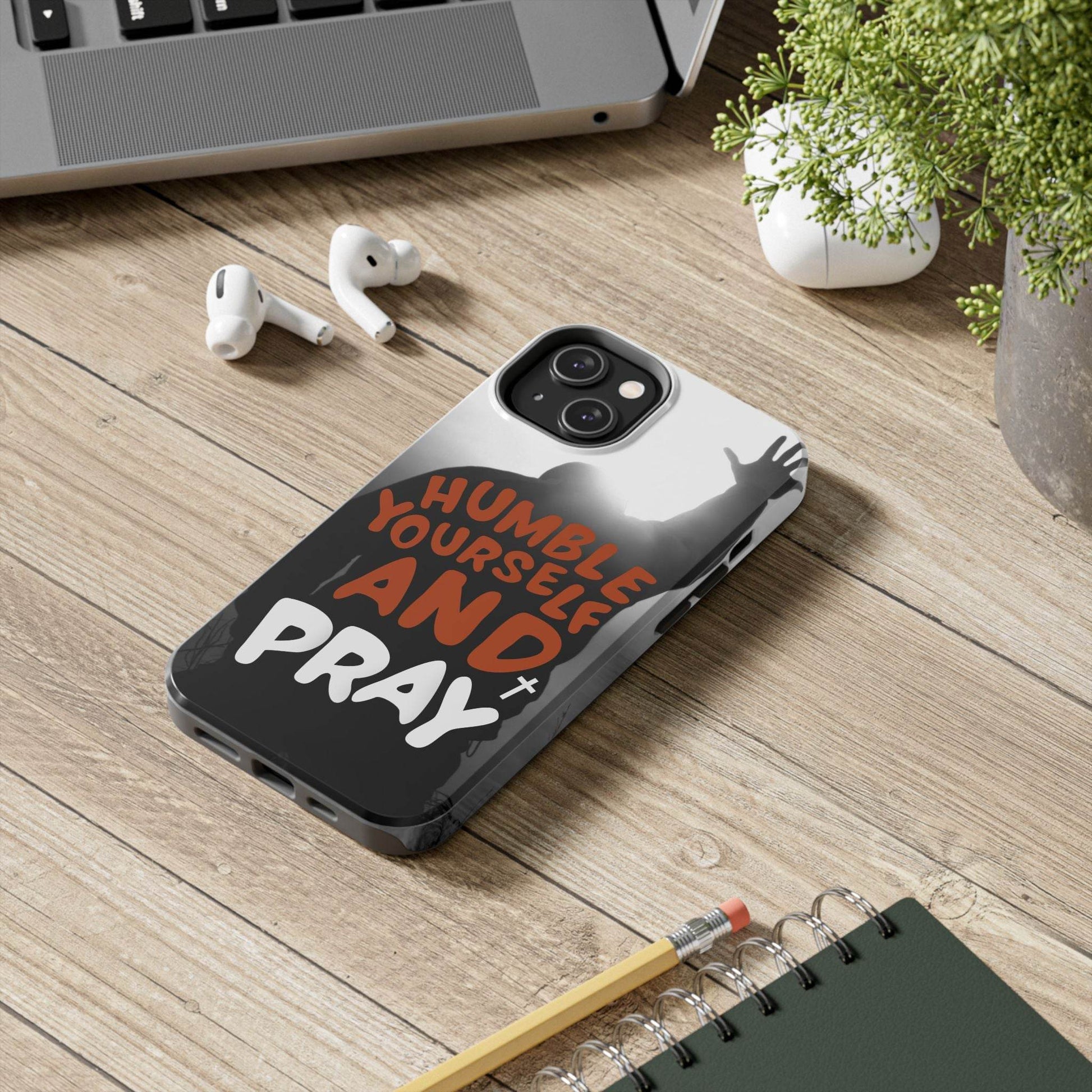 Humble Yourself and Pray Phone Case – Warm Orange Scripture Design - Harmony + Hope
