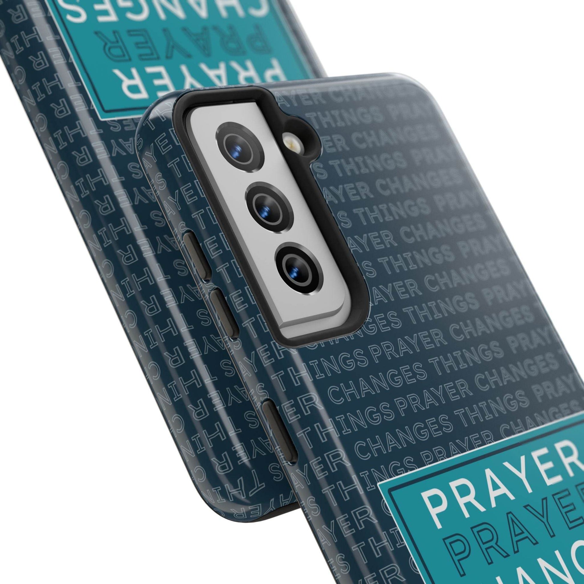 Prayer Changes Things Phone Case – Navy Blue Faith Design - Harmony + Hope