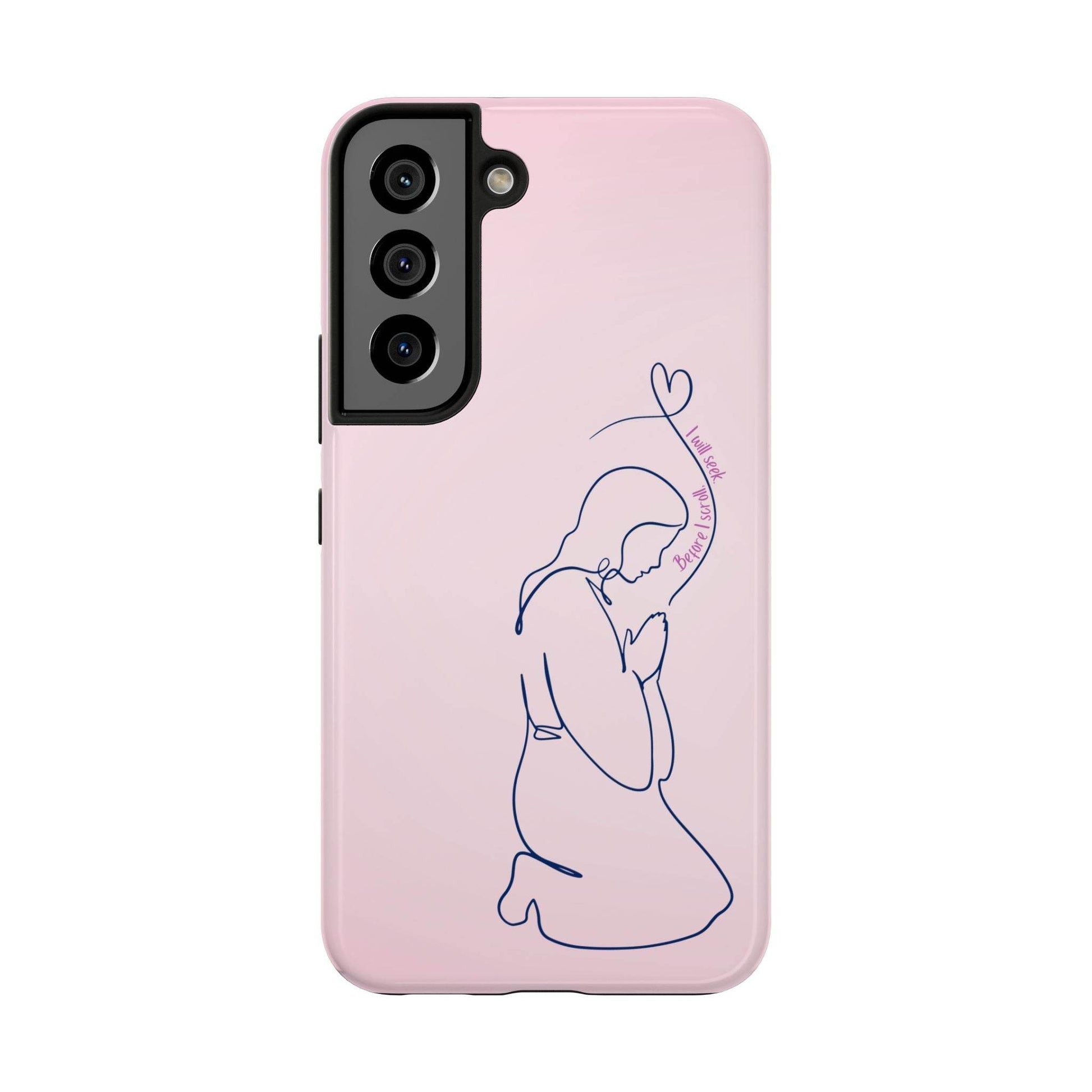 Before I Scroll, I Will Seek Phone Case – Light Pink Christian Cover - Harmony + Hope