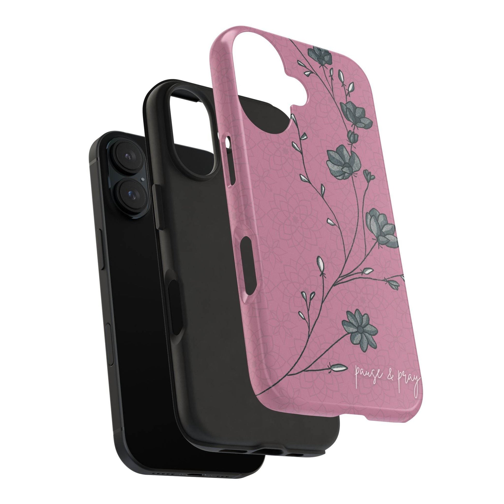 Pause & Pray Phone Case – Mauve Floral Reminder - Harmony + Hope