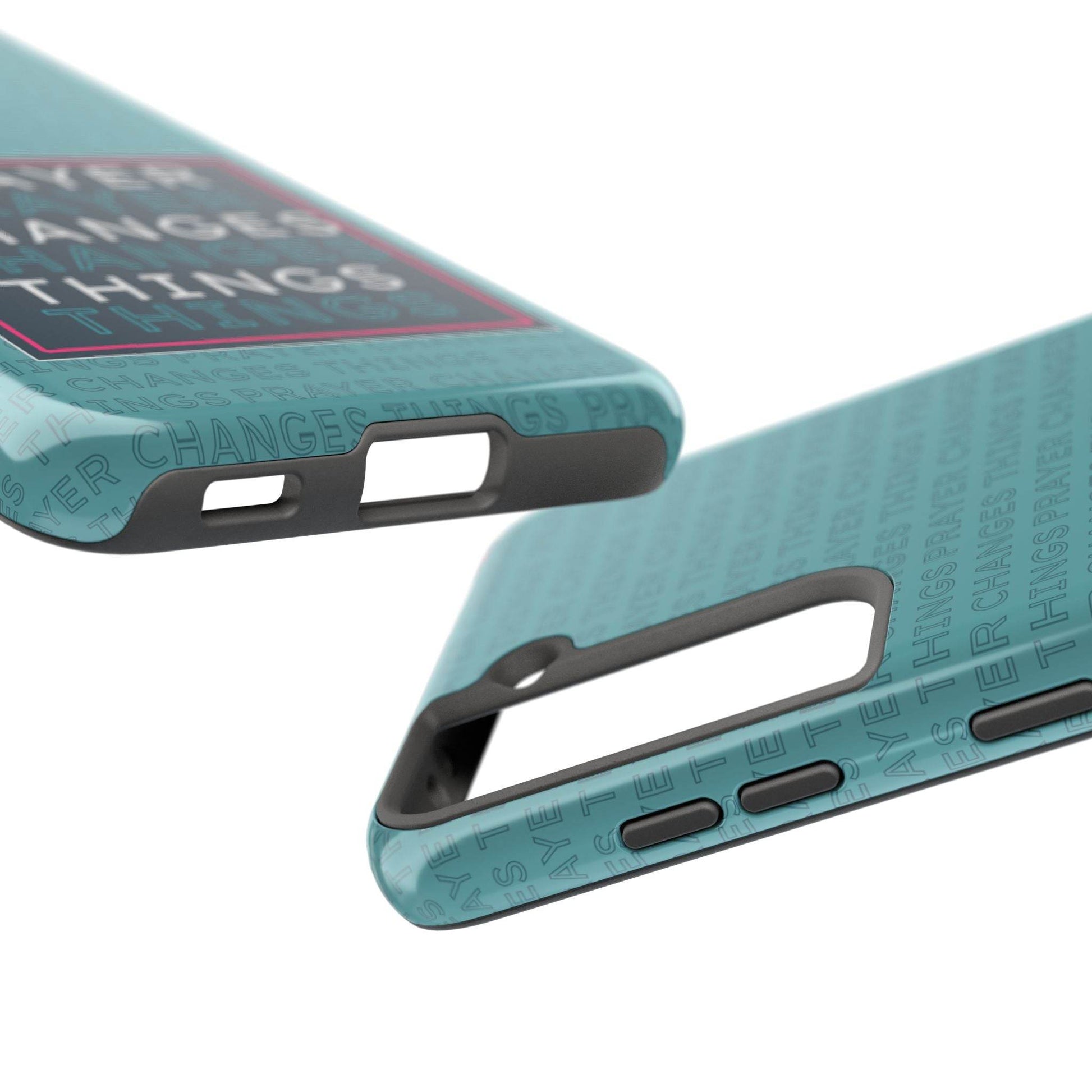 Prayer Changes Things Phone Case – Teal Blue Faith Design - Harmony + Hope
