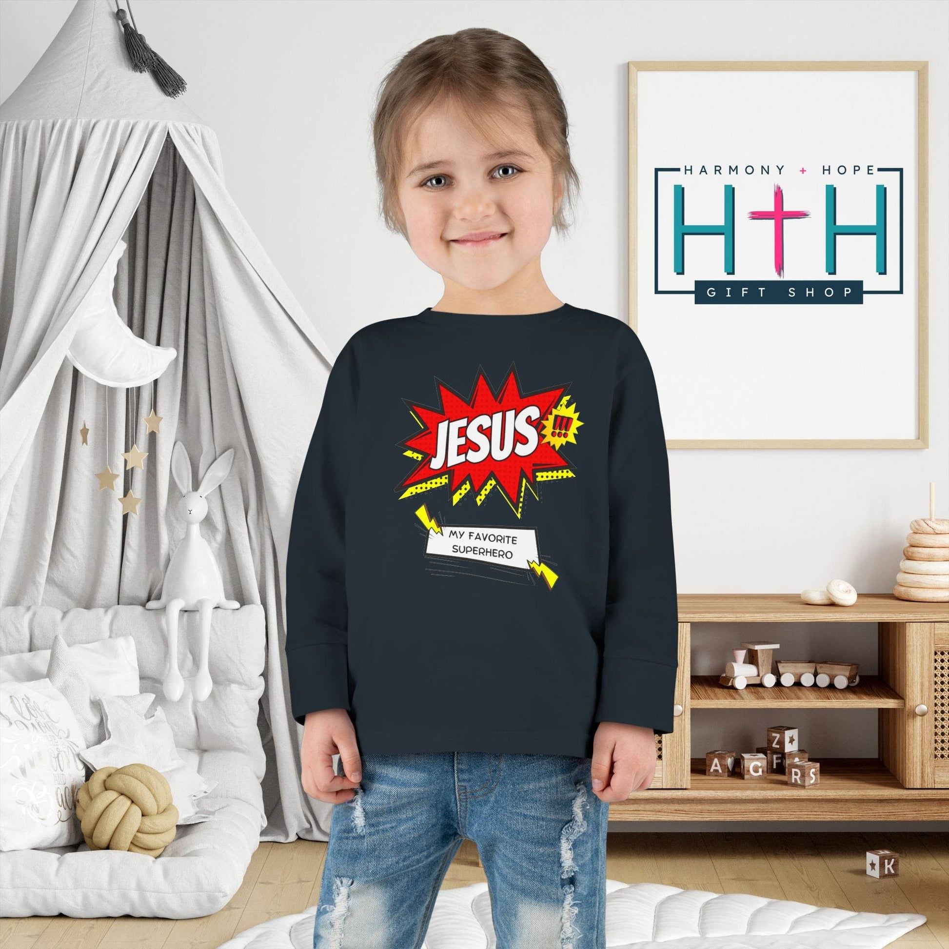 Jesus: My Favorite Superhero – Comic Book Style Toddler Tee - Harmony + Hope