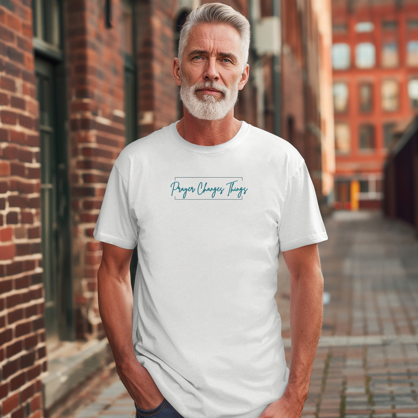 Calligraphy Casual "Prayer Changes Things" - Inspirational Unisex T-Shirt