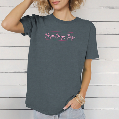 Calligraphy Casual "Prayer Changes Things" - Inspirational Unisex T-Shirt