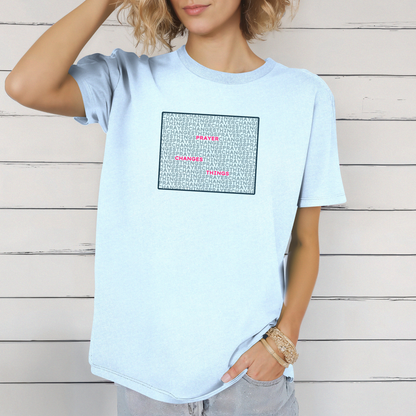 Word Cloud Design "Prayer Changes Things" - Inspirational Unisex T-Shirt