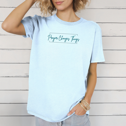 Calligraphy Casual "Prayer Changes Things" - Inspirational Unisex T-Shirt