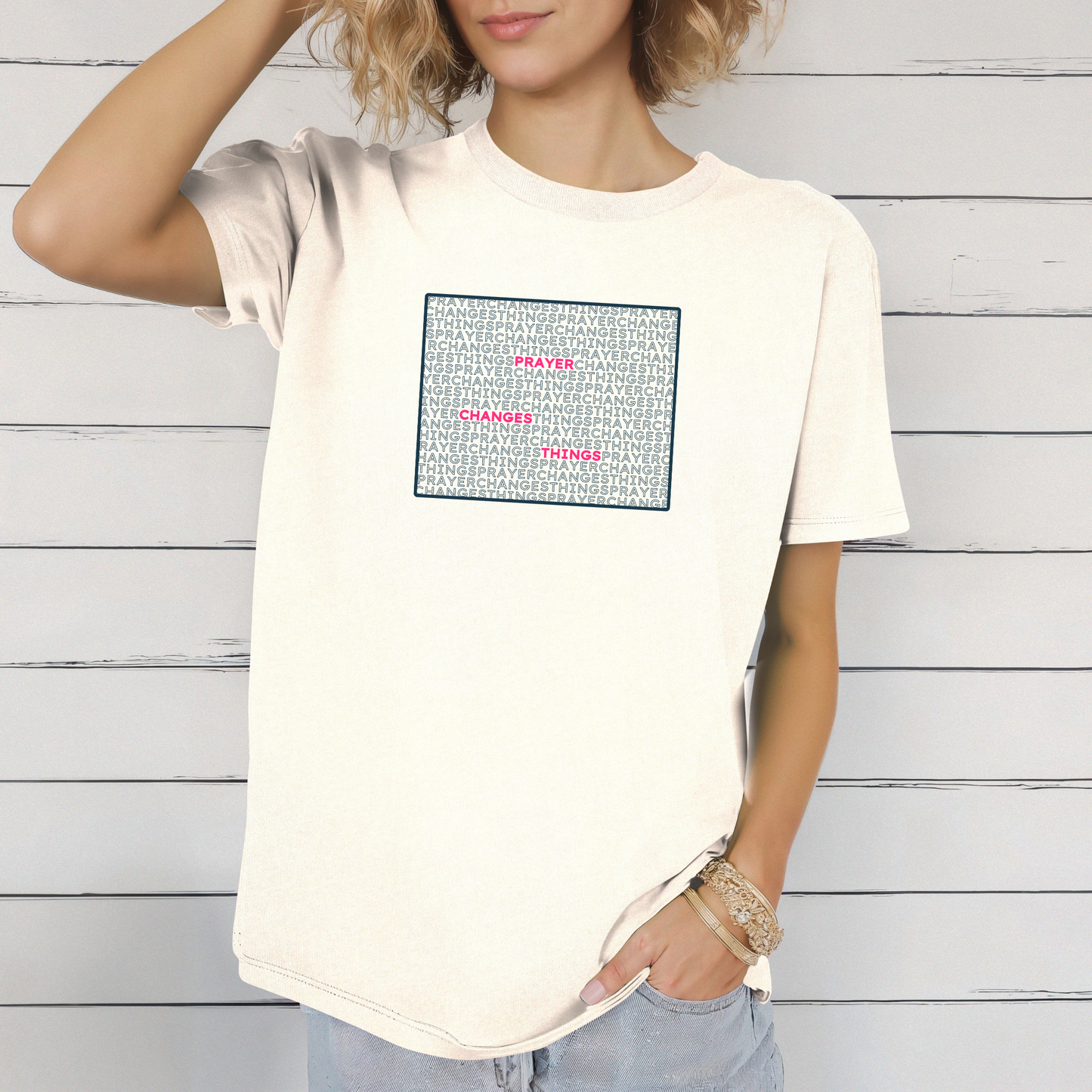Word Cloud Design "Prayer Changes Things" - Inspirational Unisex T-Shirt