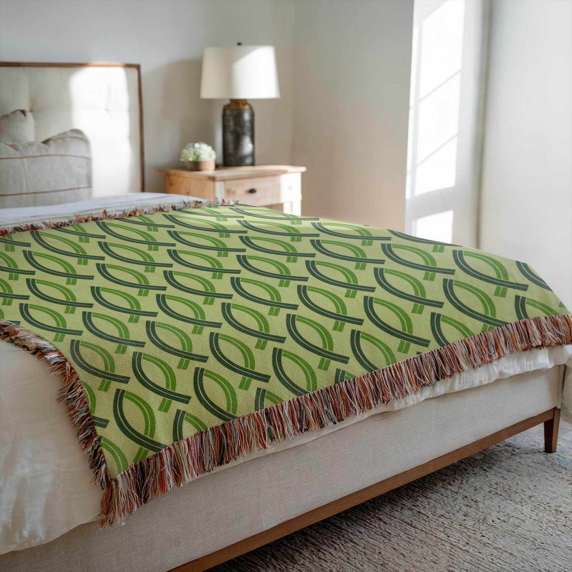 Go and Make Disciples – Jesus Fish Woven Blanket (Bright Green) - Harmony + Hope