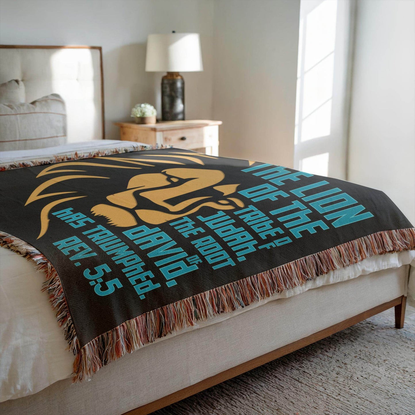 Lion of Judah – Revelation 5:5 Woven Blanket (Black & Gold) - Harmony + Hope