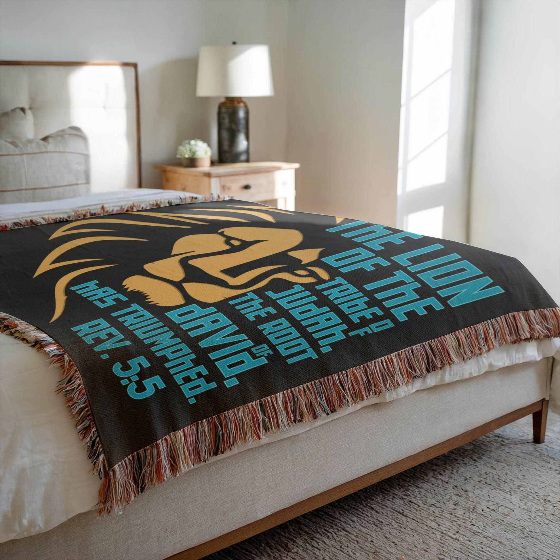 Lion of Judah – Revelation 5:5 Woven Blanket (Black & Gold) - Harmony + Hope