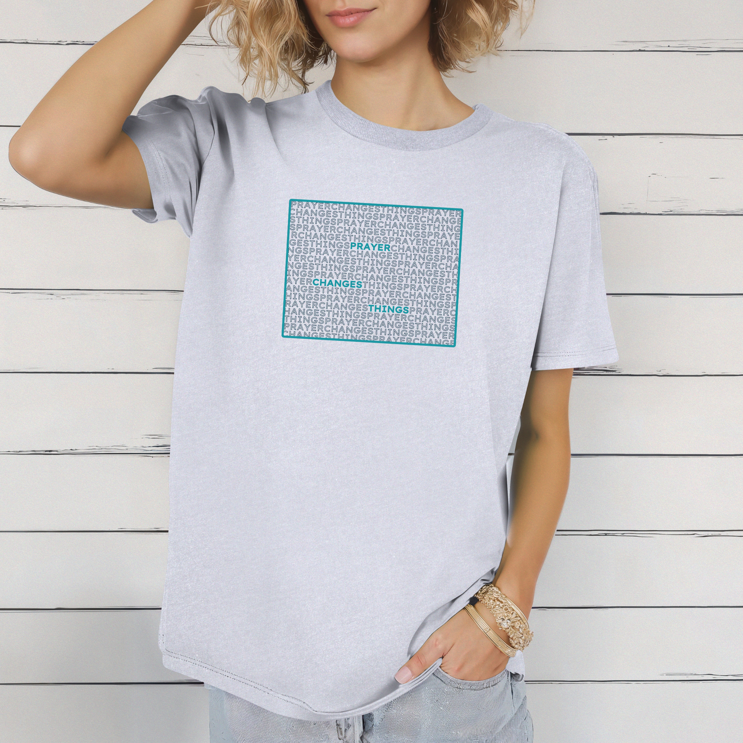 Word Cloud Design "Prayer Changes Things" - Inspirational Unisex T-Shirt