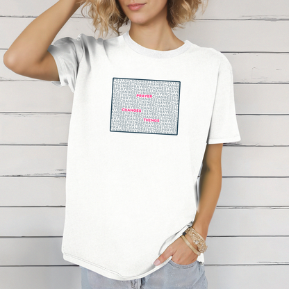 Word Cloud Design "Prayer Changes Things" - Inspirational Unisex T-Shirt